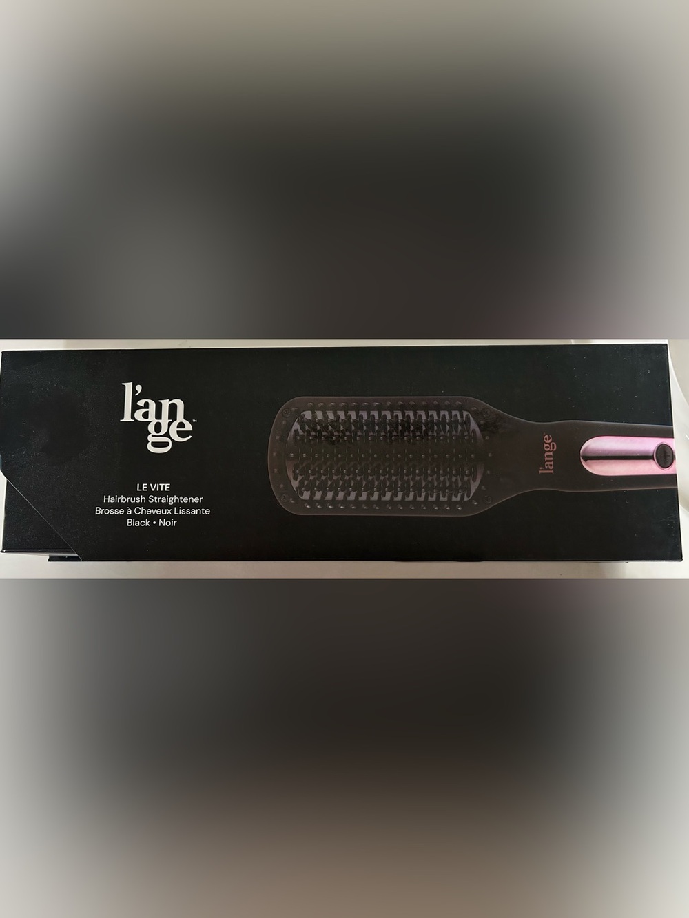 Lange Black Paddle Hairbrush Straightener with Pink Accent